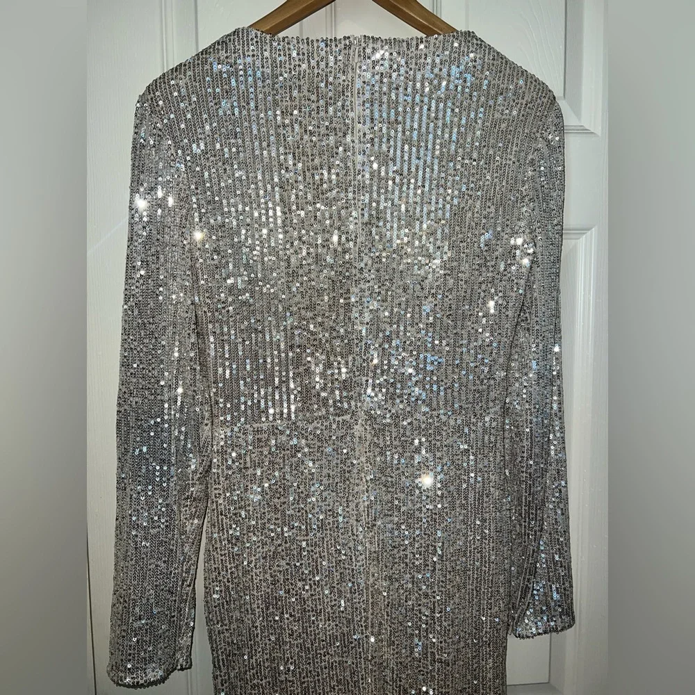 👗 NWT! Mac Duggal Sequin Knotted Hi Low  Dress - Picture 7 of 11